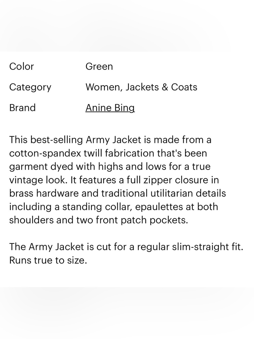 Anine Bing Washed Olive Utility Field Jacket - Picture 6 of 8